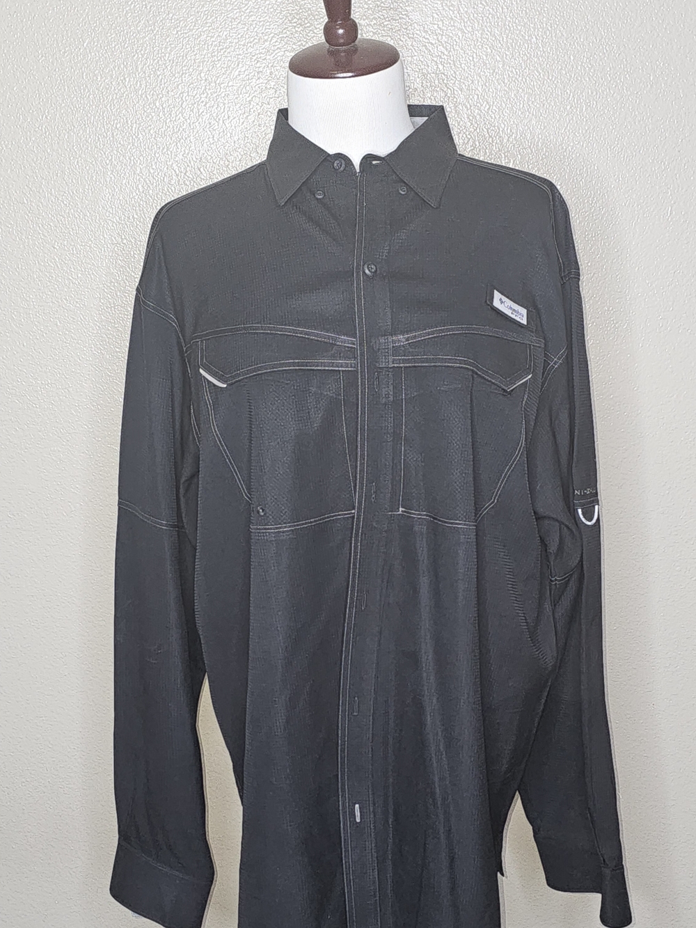 Columbia PFG Mens Black Longsleeve Vented Fishing Shirt